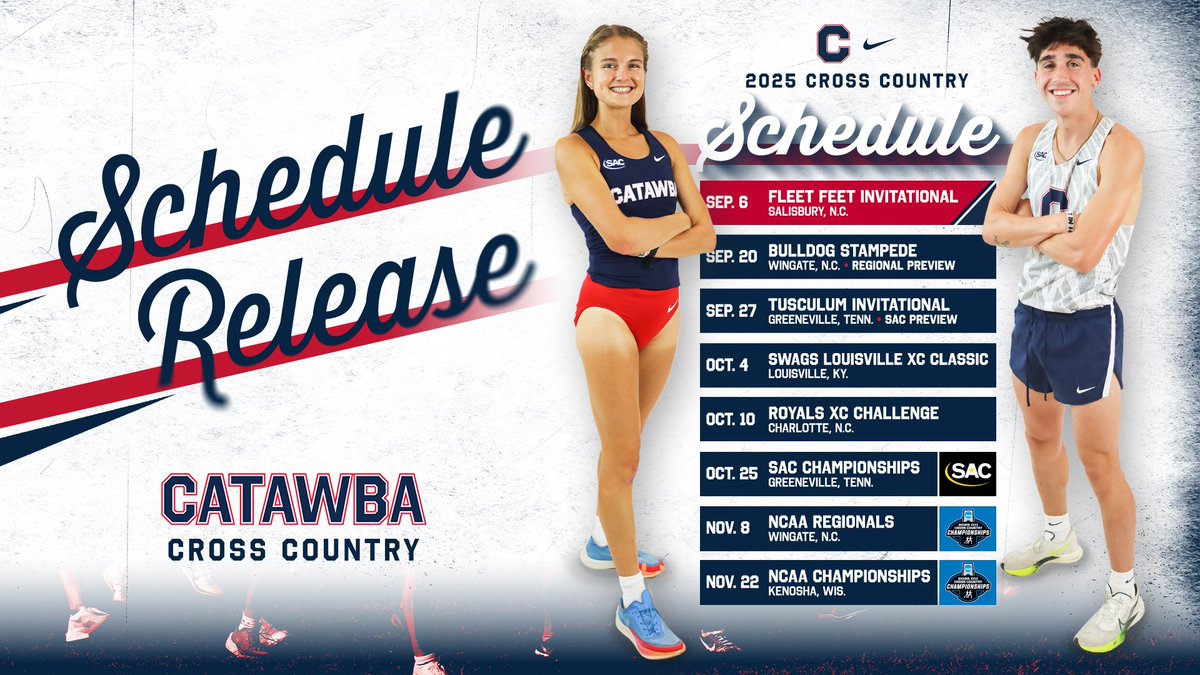 𝕝𝕒𝕔𝕖 𝕦𝕡

The 2025 Catawba Cross Country schedule is here! 🔥

Release | bit.ly/3Gpm59B

#GetAfterIt | #CatawbaCulture