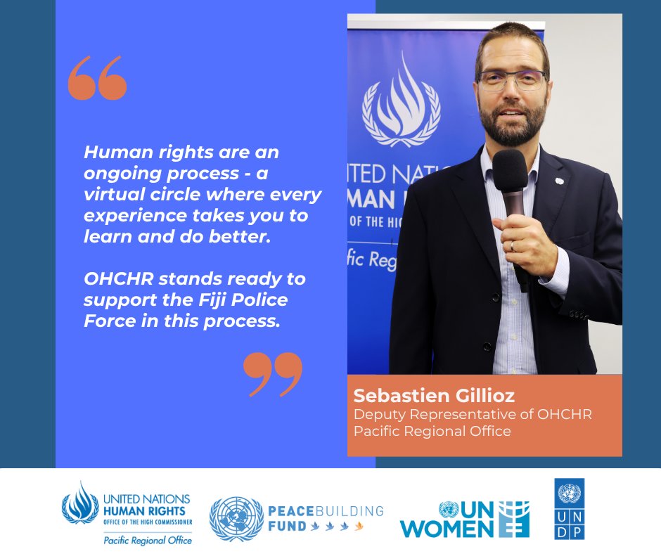 UNHumanRightsPacific (@ohchr_pacific) on Twitter photo “Human rights are a journey of continuous learning. <a href="/OHCHR_Pacific/">UNHumanRightsPacific</a> is committed to supporting the <a href="/fijipoliceforce/">Fiji Police Force</a> in this process. "— Sebastien Gillioz, Deputy Regional Representative. “Human rights are a journey of continuous learning. <a href="/OHCHR_Pacific/">UNHumanRightsPacific</a> is committed to supporting the <a href="/fijipoliceforce/">Fiji Police Force</a> in this process. "— Sebastien Gillioz, Deputy Regional Representative.