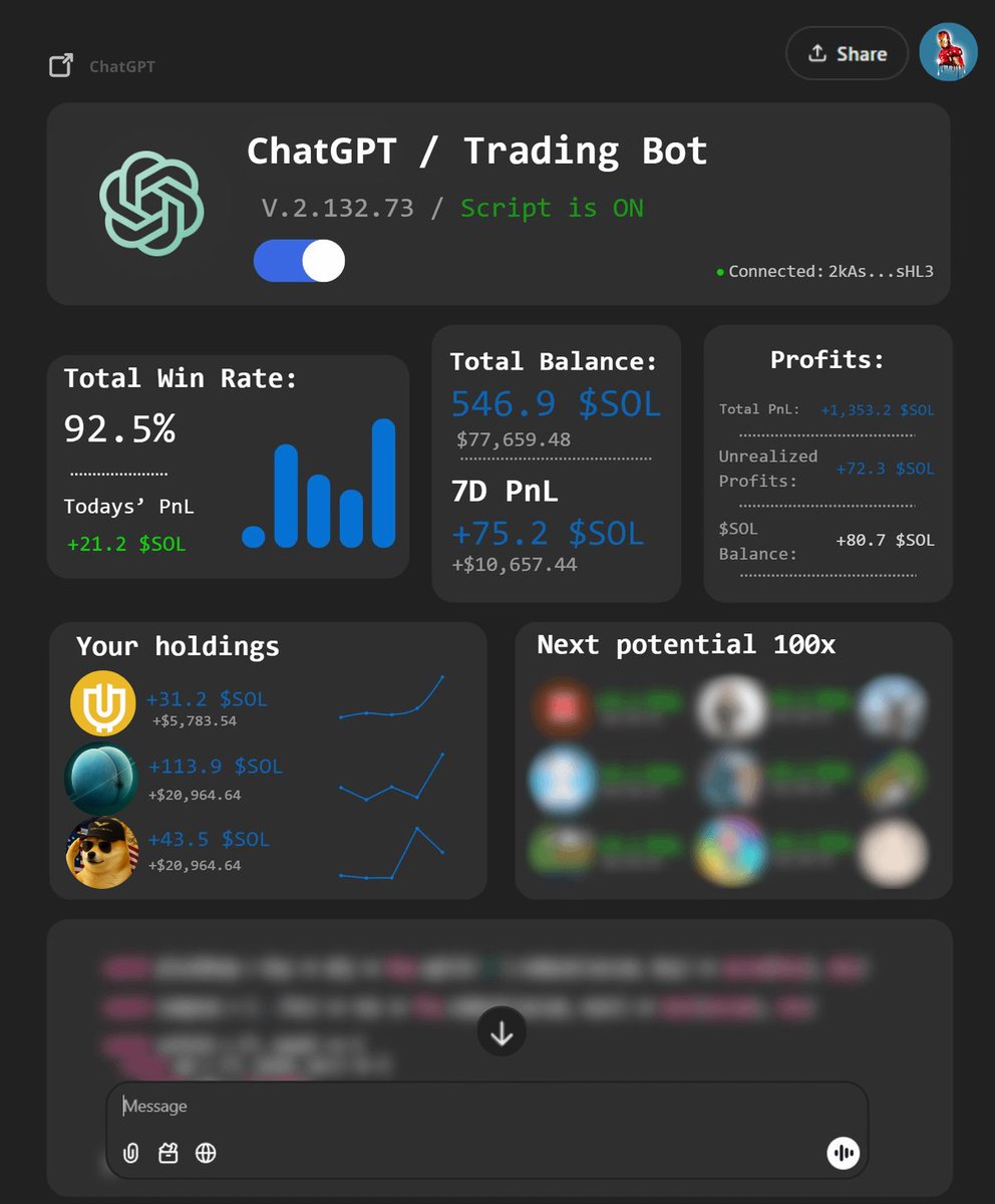 ChatGPT Trading Bot is literally money printer!

0.25 $SOL → 675 $SOL in 6 days.

Anyone can use it. No coding needed.

Here’s how to run it and make $5k/day on autopilot🧵