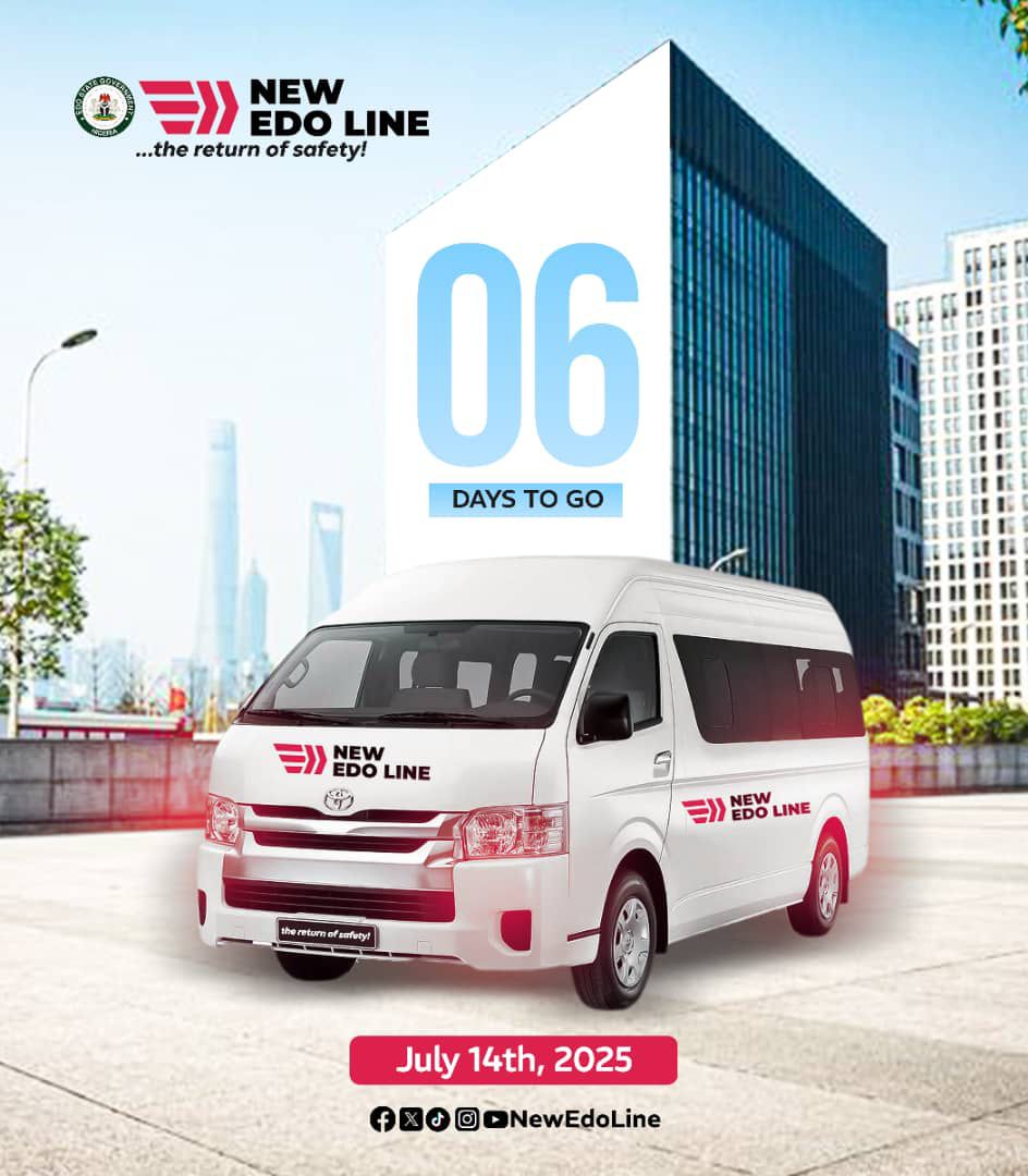 NewEdoLine's tweet image. 6 DAYS TO GO.
The countdown is on.
New Edo Line isn’t just transport, it’s safety, dignity & efficiency.
- Cashless
- Clean
- Trained staff
- Modern vision
Launch: July 14th, 2025.
#RideNewEdoLine
#TheReturnOfSafety
#DrivenByDignity
#6DaysToGoR