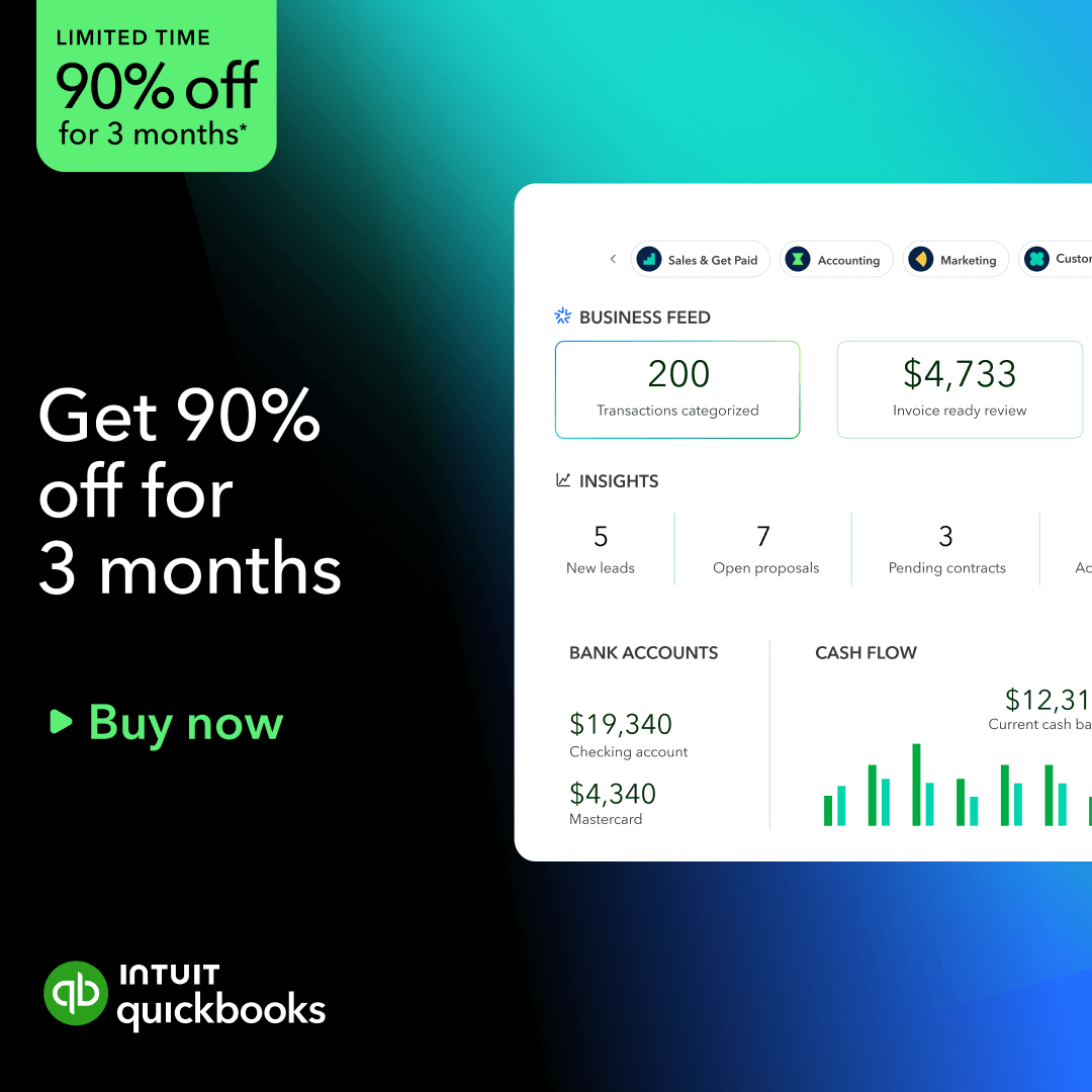 licit_tech's tweet image. Sun’s out, sale’s on. 😎 Get 90% off QuickBooks Online for 3 months. Sign up using my link to get started: quickbooks.partnerlinks.io/bernadetteumwa…