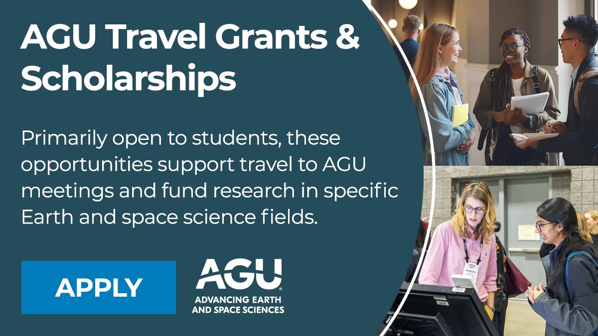 📚 Applications are now open for AGU travel grants, scholarships, travel fellowships and research grants!

➡️ Learn more and submit your application by 13 August: lite.spr.ly/6007J3YL