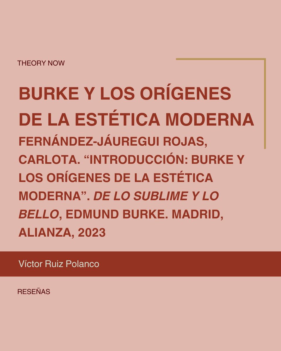 "La investigadora aborda la importancia fundamental de lo sublime en la literatura y el pensamiento modernos, [...] apuntando a los fundamentos afectivos que ya se encontraban en la antigua retórica".

Lee la reseña completa aquí: revistaseug.ugr.es/index.php/TNJ/…