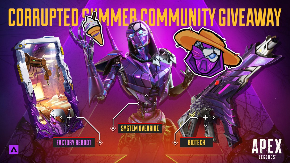 Gubby__'s tweet image. hey Legends! Time for a summer giveaway!!!
How to enter:
🌴Follow @Gubby__ and @PlayApex
🌊Like and Retweet
🍹Reply with a food you think one of the legends would like!
That's all!! The winner will be announced on the 10th
#ApexLegends