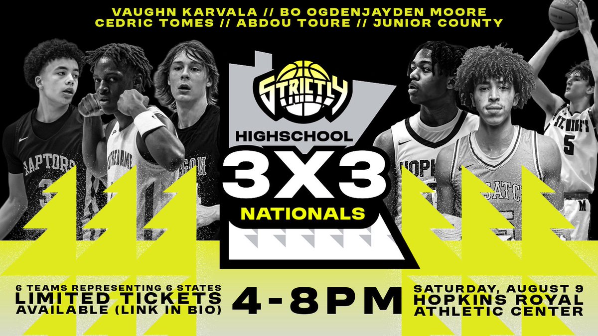 MINNESOTA BASKETBALL FANS:

The Strictly HS 3x3 Nationals is taking place on August 9th at Hopkins. 

Some huge HS hoops stars from across the country competing in an electric 3x3 format. 

Buy tickets now before they sellout: eventbrite.com/e/143852615344…