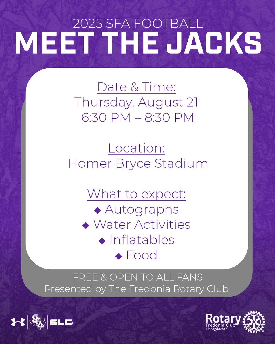 Don't miss out on this year's Meet the Jacks, Presented by The Fredonia Rotary Club!

#AxeEm