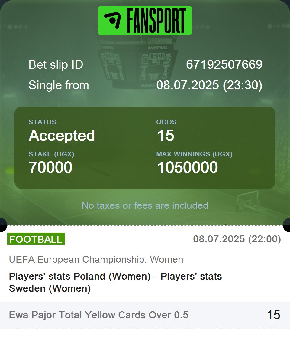 Possible yellow card 

Odd 15

Booking code 8CK3A

Register here 👉 cutt.ly/zrnK2ea3

And use Promo code UGGODS