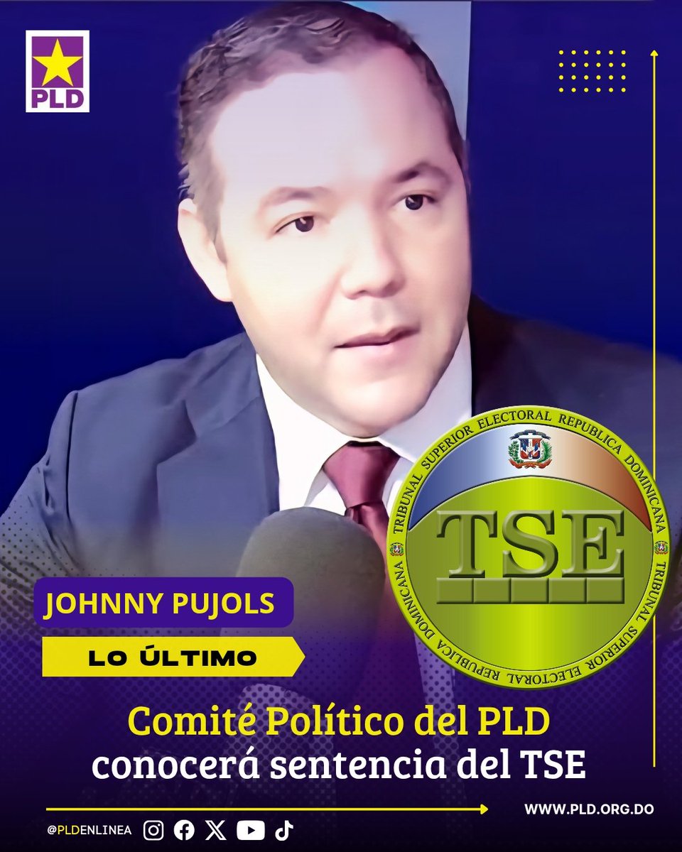 PLD (@pldenlinea) on Twitter photo #LoÚltimoPLD | <a href="/JohnnyPujols/">Johnny Pujols</a>, Secretario General del #PLD ratifica convocatoria del #ComitéPolítico para el próximo jueves en horas de la mañana.
AMPLIAR: vanguardiadelpueblo.do/2025/07/08/com… #LoÚltimoPLD | <a href="/JohnnyPujols/">Johnny Pujols</a>, Secretario General del #PLD ratifica convocatoria del #ComitéPolítico para el próximo jueves en horas de la mañana.
AMPLIAR: vanguardiadelpueblo.do/2025/07/08/com…