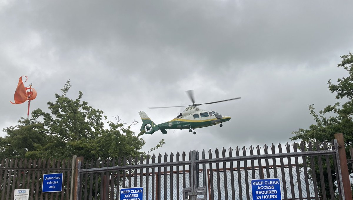 <a href="/GNairambulance/">Great North Air Ambulance</a> taking off from hospital this evening - such a crucial service in Cumbria