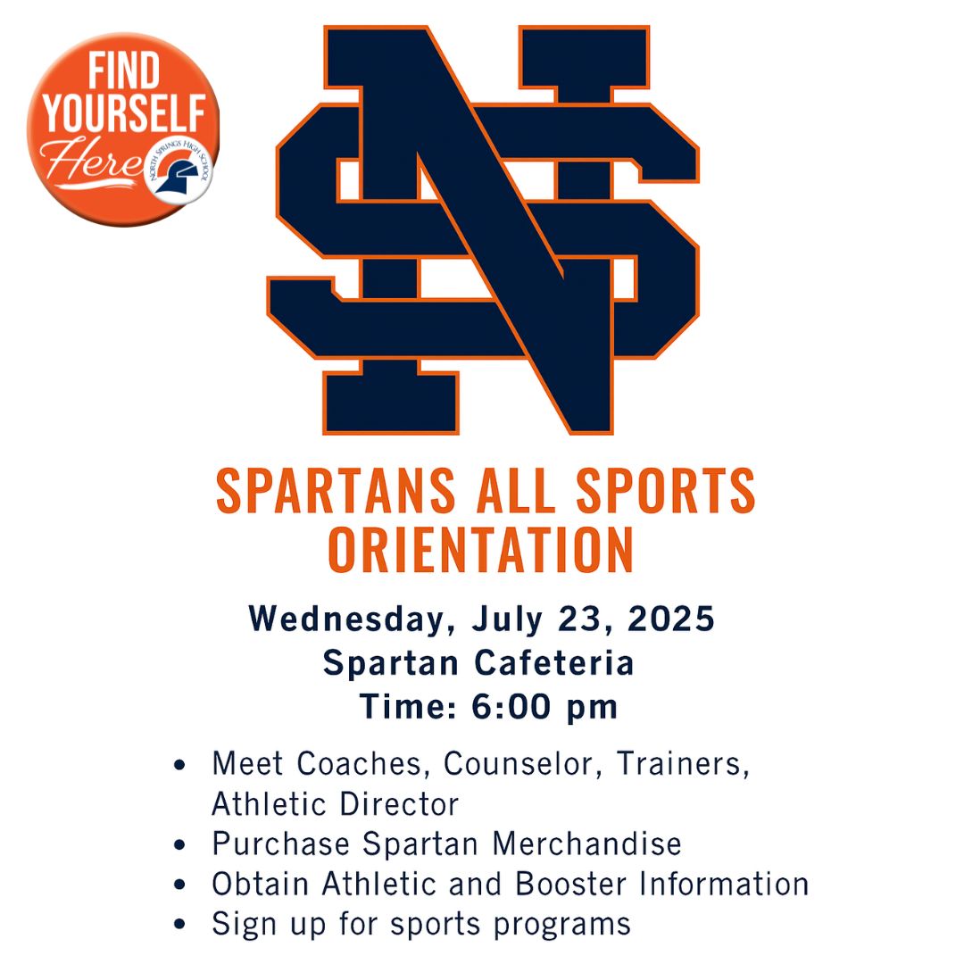 North Springs High School Official Account (@northspringshs) on Twitter photo Don't miss the Spartans ALL SPORTS ORIENTATION!
#NorthSpringsHighSchool #FindYourselfHere #TheNorthSpringsWay #northspringsathletics
<a href="/FCS_NSHS_Princ/">Scott Hanson</a>
<a href="/alexbatesedu/">Alexandra Bates</a>
<a href="/AD_SpartaNation/">Coach Thomas</a> Don't miss the Spartans ALL SPORTS ORIENTATION!
#NorthSpringsHighSchool #FindYourselfHere #TheNorthSpringsWay #northspringsathletics
<a href="/FCS_NSHS_Princ/">Scott Hanson</a>
<a href="/alexbatesedu/">Alexandra Bates</a>
<a href="/AD_SpartaNation/">Coach Thomas</a>