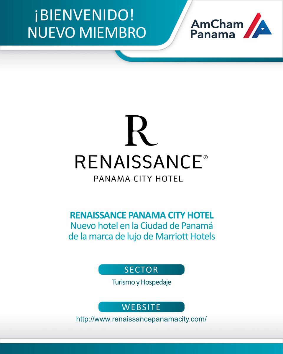 Damos una calurosa bienvenida a <a href="/RenPanamaHotel/">RenaissancePanama</a>  que se ha unido como miembro de AmCham Panamá.

Como miembros, disfrutarán de múltiples beneficios para sus empresas, entre ellas obtener importantes conexiones empresariales, oportunidades de crecimiento.

bit.ly/3ZAmGLZ