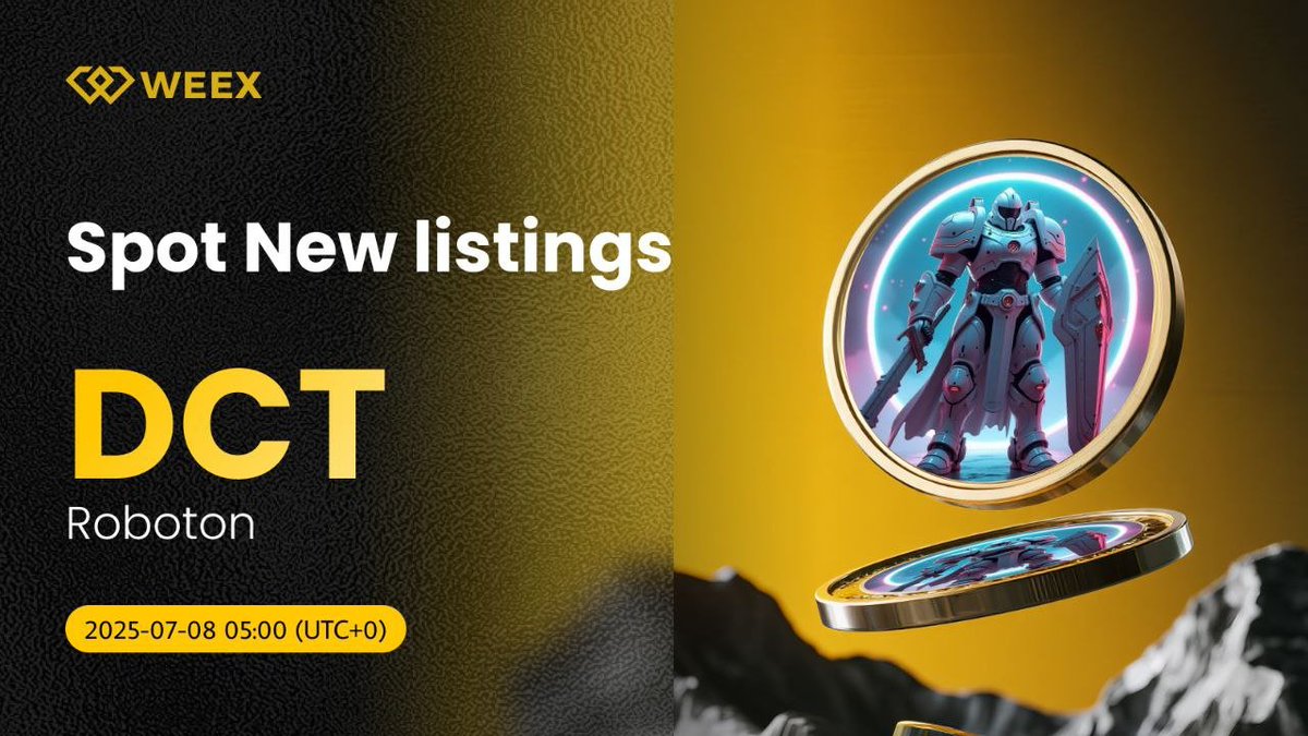 Eddie_weex's tweet image. New Listing Alert on #WEEX 🔔

WEEX is excited to announce the spot listing of $DCT (#Roboton)!

📱 Trade DCT on WEEX and claim up to 30,000 $USDT in sign-up bonuses!
👉 weex.com/trade/DCT-USDT…

@Roboton_Offcl #DCT $WXT #SpotListing #Crypto #WEEXListing
