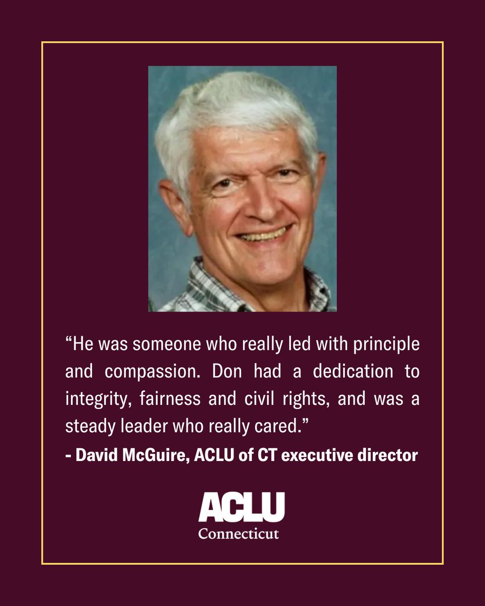 The ACLU of Connecticut mourns the death of Don O. Neal Jr., who was board president of the ACLU from 1997-2010. Don brought a lifetime of familiarity with politics, journalism and civil rights to the position.

acluct.org/en/press-relea…