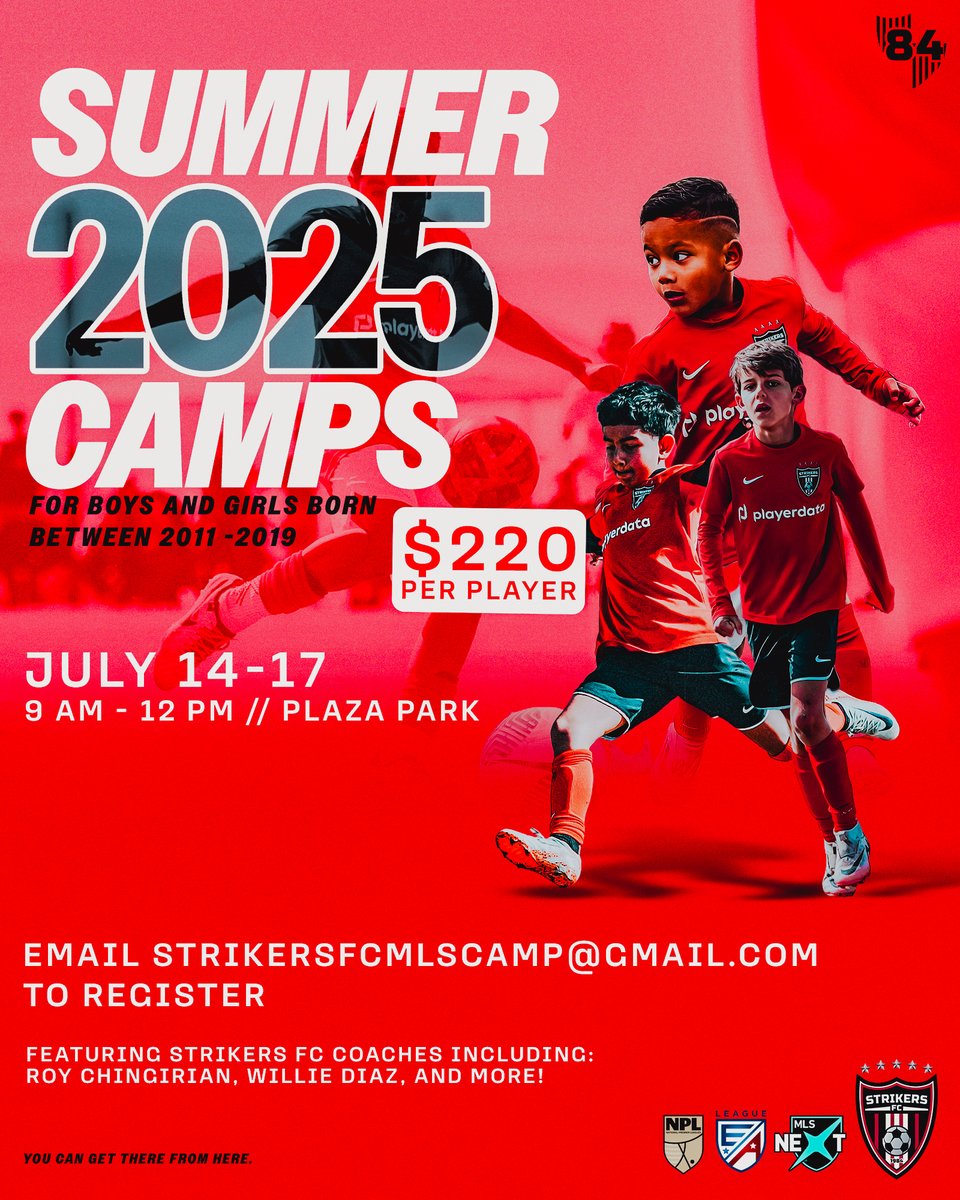 Strikers FC Irvine (@strikersirvine) on Twitter photo ☀️🌴 2025 Summer Camps ⭐
This June and July, we’ll be hosting summer camps for players born between 2011 and 2019! Each camp costs $220 per player 👊
Email strikersfcmlscamp@gmail.com to register today 💪 ☀️🌴 2025 Summer Camps ⭐
This June and July, we’ll be hosting summer camps for players born between 2011 and 2019! Each camp costs $220 per player 👊
Email strikersfcmlscamp@gmail.com to register today 💪