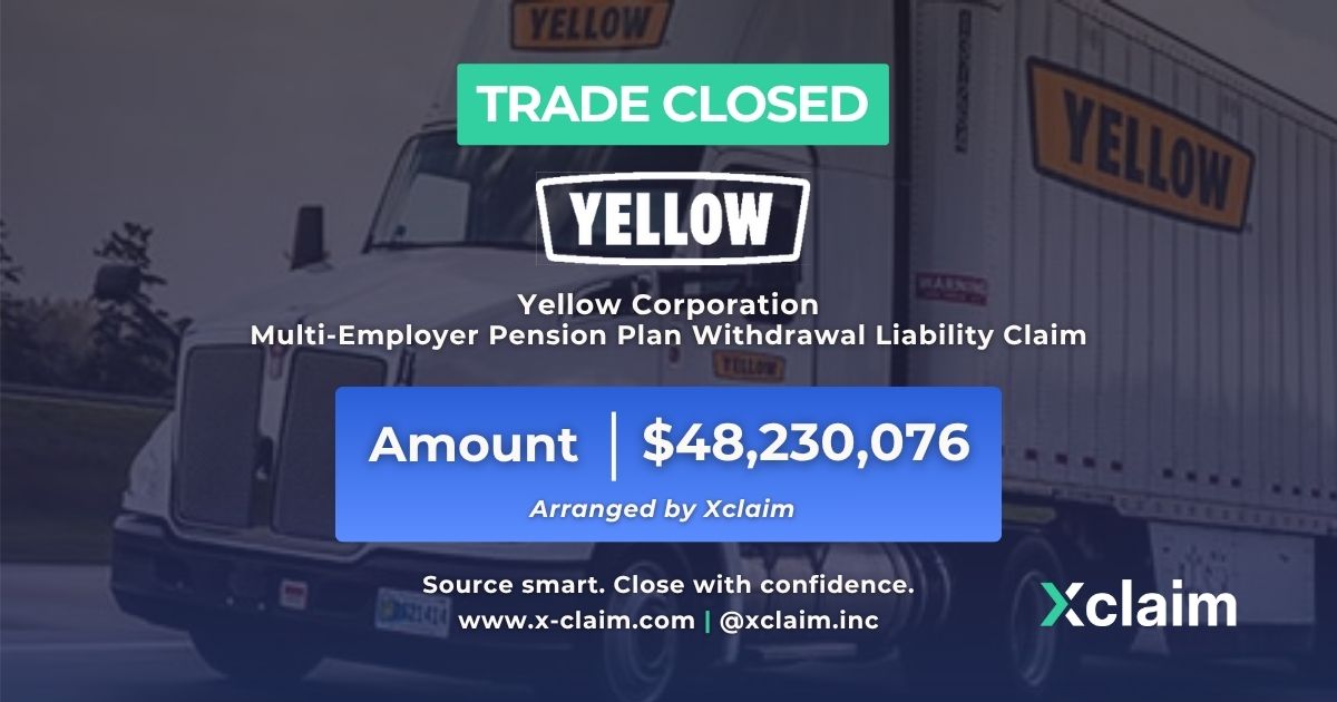 xclaiminc's tweet image. Trade Closed: $48.2M Yellow Corp. Multi-Employer Pension Plan Withdrawal Liability Claim
#Xclaim is proud to have arranged the sale of a general unsecured multi-employer pension plan withdrawal liability claim against #YellowCorp. and its debtor affiliates.
More pension funds…