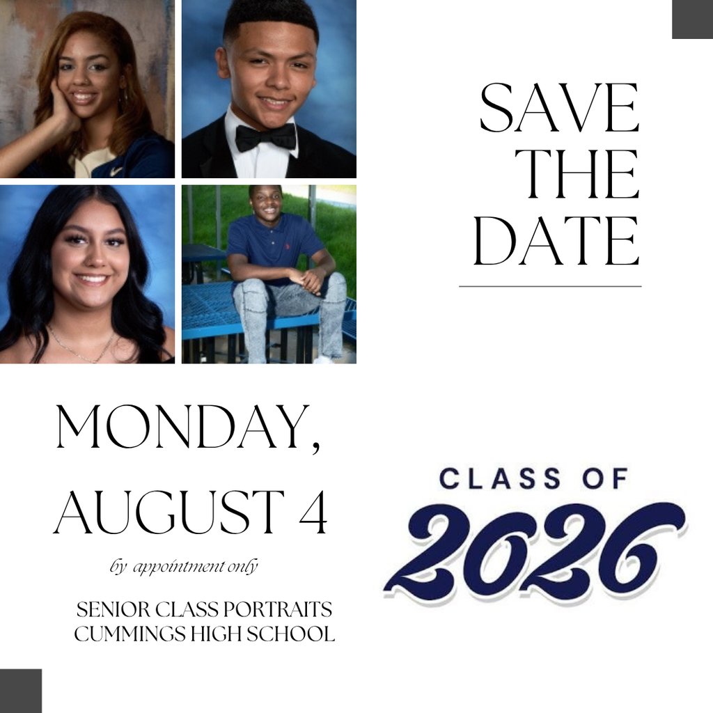 Attention Class of 2026!
Our summer senior portrait session has been scheduled for Monday, August 4th. Please check the class Canvas page for information on how to register for an appointment. 

There will be a makeup day in the fall if you can't make this date.