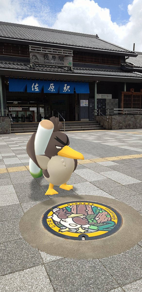 フタのデザインになってるなんて、なんだか照れるな😏
#ポケふた
#GOsnapshotcelebration
#GOsnapshot #NianticAR 
#ARoftheDay #PokemonGO 
#カモネギ #佐原駅