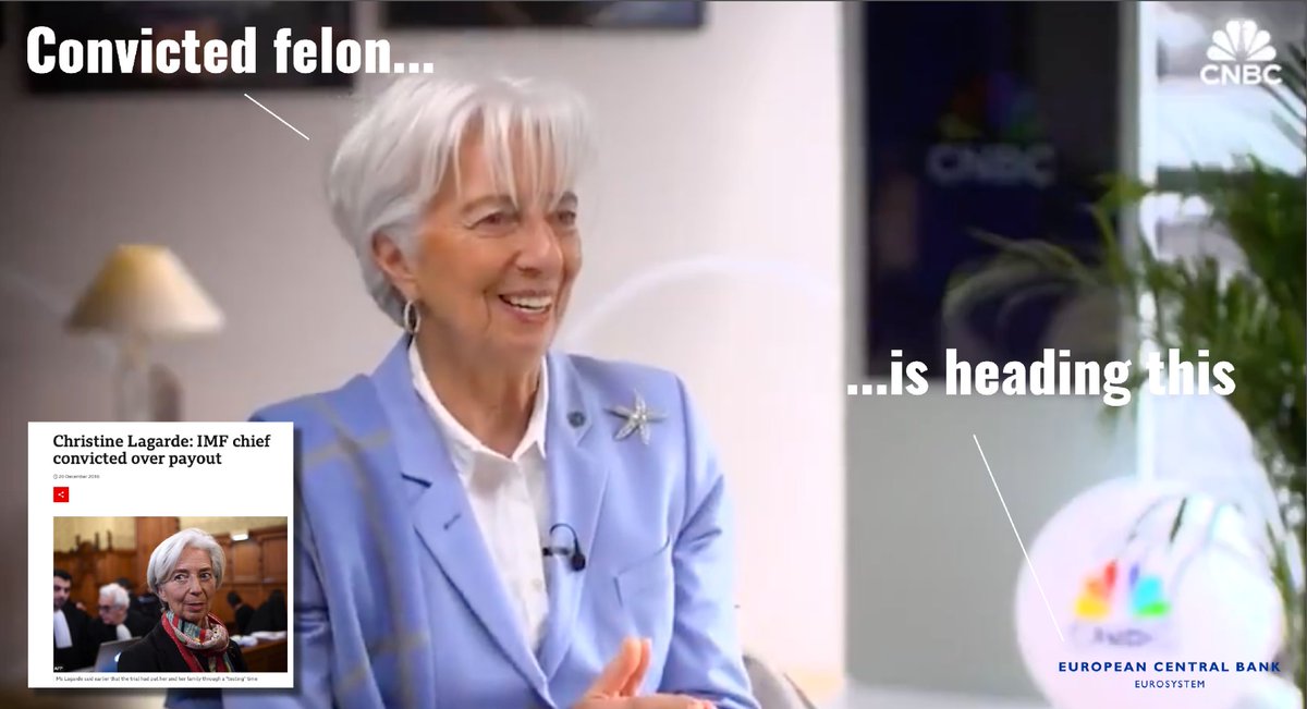 GregoryJ3D's tweet photo. @GabeZZOZZ With a convicted felon at the helm of Europe’s money, what could go wrong?
#cbdc #tyranni #eu #corruption #kakistocrazy https://t.co/fCUMvmDABR