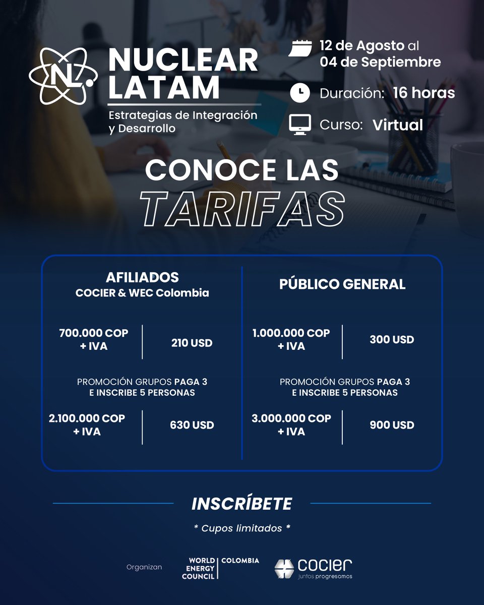 danielamercadom's tweet image. Nuclear LATAM: curso virtual. Inscripciones: forms.cloud.microsoft/pages/response…