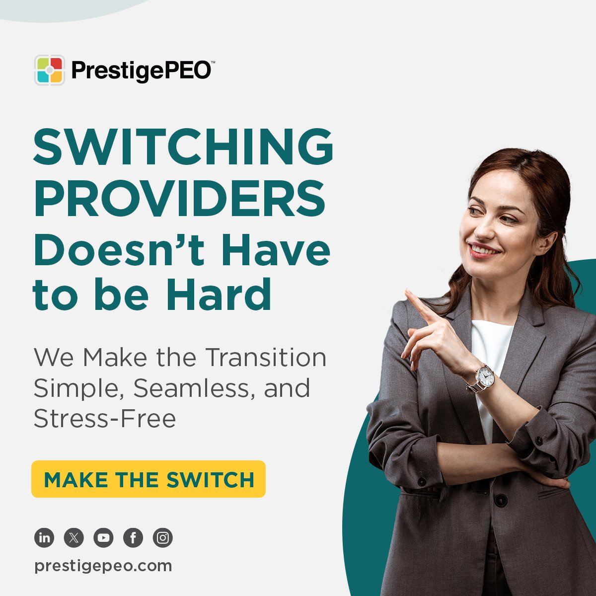 PrestigePEO's tweet image. Tired of the hassle of switching #HR or #employeebenefits providers?
With PrestigePEO, it’s different.
✅ Smooth onboarding
✅ Dedicated support
✅ Better benefits & service
No disruption, just a better way forward.
Let’s make the switch together! bit.ly/44Dog1h