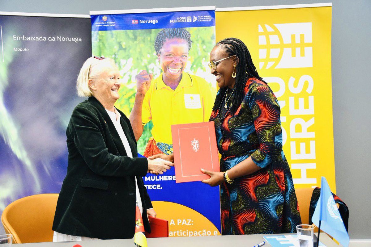 A signing ceremony of Phase III Women, Peace and Security under project “She Leads” worth with 2,3M USD will allow to implement the second generation of the NAP1325 (2025-2027). Our gratitudes to Norway for the commendable support since 2017#Norway#UNWMozambique