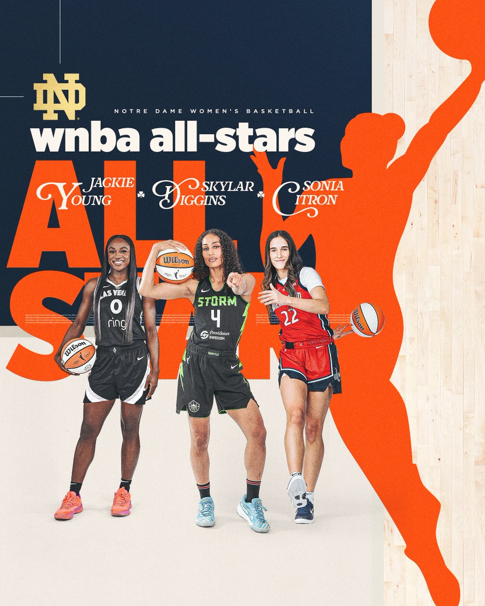 ndwbb's tweet image. stars are made in South Bend ⭐ 

Jackie, Skylar and Sonia are headed to the All-Star game ☘️ 

#IrishInTheWNBA