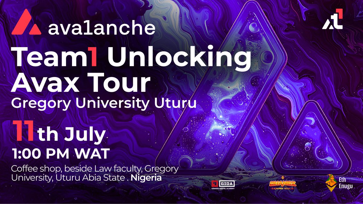 We are coming to Gregory University in Abia state with the 🔺doption Fever.

Come Learn, Network and  Connect with Developers, Web3 enthusiasts at the event. We want you to become a vital member of the Avalanche Nigeria community as a student. 

Sign up with the link 👇