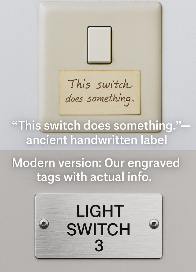 thelabelpeople's tweet image. You know it makes sense ;-)
#EngravedTags
#EngravedLabels
#CustomEngraving
#EngravedSigns
#MetalTags
#PlasticEngraving
#BespokeEngraving
#IndustrialEngraving
#EngravingSolutions