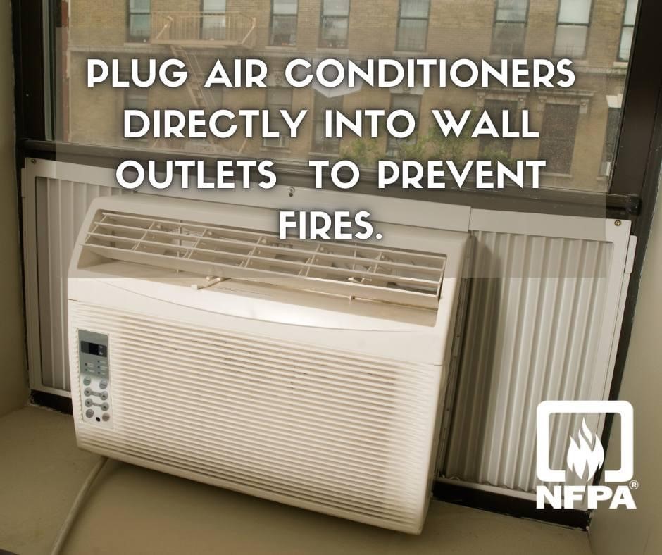 Stay cool and safe during this heat wave 🥵
Never plug an AC unit into an extension cord or power strip. 
Always check the currents of your outlets for appliance compatibility. 🔌
When in doubt, contact a professional to help.
