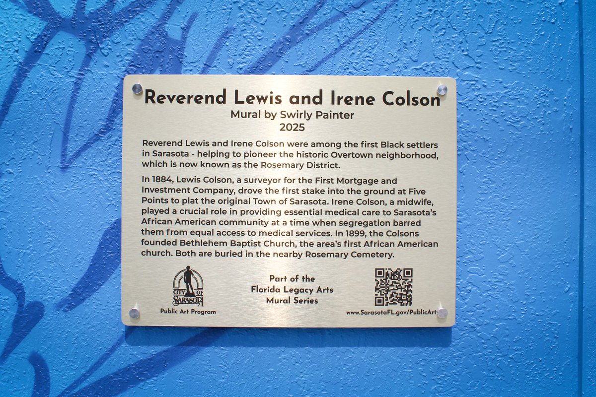 100+ community members united last week to honor the legacy of Rev. Lewis &amp; Irene Colson! The dedication of this Public Art mural celebrates the Colsons' lasting impact on the Sarasota community. The mural is located @ 645 Central Ave.

Learn more: Sarasotafl.gov/PublicArt