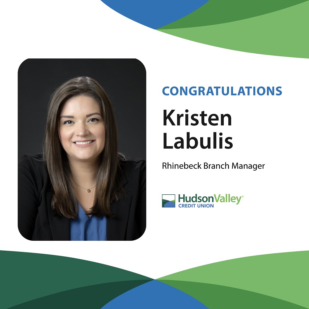 HudValleyCU's tweet photo. Kristen Labulis started her HVCU journey in 2008 as a teller and now she’s leading our Rhinebeck Branch as Branch Manager! With years of dedication, leadership at our Kingston Branch, and growth through Leadership Ulster (Class of 2022), Kristen’s impact is undeniable. Congrats! https://t.co/7MstErziuM