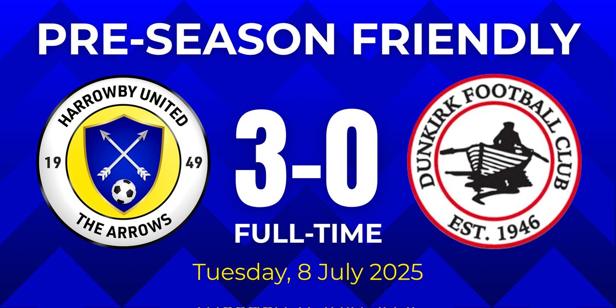 🏹FULL-TIME🏹 A goal for new signing Cian Zamboglou in the 2nd half seals a convincing win for The Arrows. A big thanks for all the support tonight, and thank you <a href="/Dunkirk_FC/">Dunkirk F.C</a> for the fixture. We wish you all the best for the new season.🤝🏹⚽️