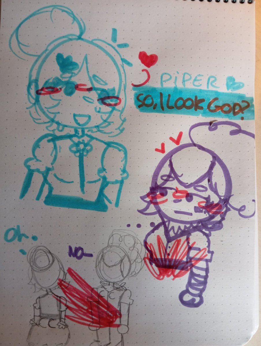 Ainokia27's tweet photo. Mis Headcanons de piper x shelly, para mí Piper le gana de altura a Shelly por poco, y Shelly llevaría el piercing ese de debajo de la boca, ns me gusta, y también dibujos de ellas ^^, ignoren que dibujo mal 🥀
#pipelly https://t.co/SGriekrunY