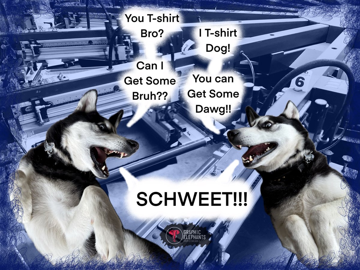 GraphicElephant's tweet image. We love, that you love, that we love that you love T-shirts😁🤣
We have you covered for all your Screen Printing needs.
We had Jaxx model for this one🤣
.
.
.
#GraphicElephants
#ScreenPrinting
#JaxxTheHusky