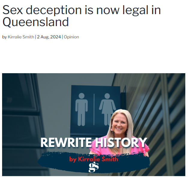 👀ICYMI: Sex deception is now legal thanks to the Queensland Labor government who has signed into law the ability to rewrite history and attempt to deceive others about your biological sex.

Article | GoodSauce.news/sex-deception-…
