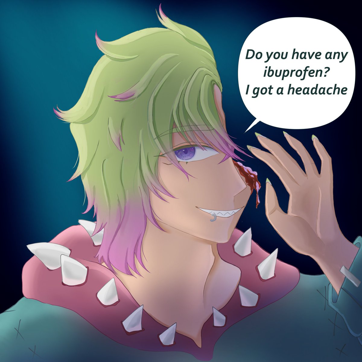 Creo que me duele un poquito la cabeza ¿Alguien tiene algún Ibuprofeno? (Miren está súper obra de arte de manos de la hermosa de <a href="/TanekoLC/">Taneko Lovecat 🇨🇱🥟🍗🍺🪗🗿</a> amo muchísimo como le ha quedado)