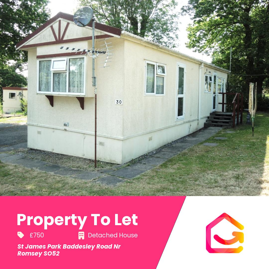 To Let St James Park Baddesley Road Nr Romsey SO52

🏡 Park Home with 1 double bedroom  
🎨 Freshly repainted and new carpets  
💰 Council Tax Band A  
📅 Initial 6 month or 1 year tenancy  
👀 Viewing recommended  
🚫 No under 25s or pets...