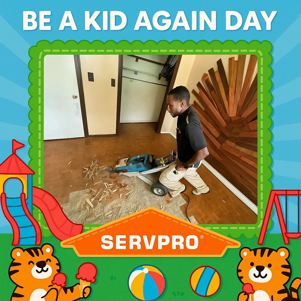 🎈 It’s Be a Kid Again Day! 🎈 Embrace the fun spirit of being a kid! 🚐💨 We find joy in helping our neighbors and restoring peace of mind. 👷‍♂️💚 #BeAKidAgainDay #TeamSERVPRO #RestorationWithHeart #JacksonMS #MadisonMS #BrandonMS #SERVPROStrong #WeMakeItLikeItNeverEvenHappened