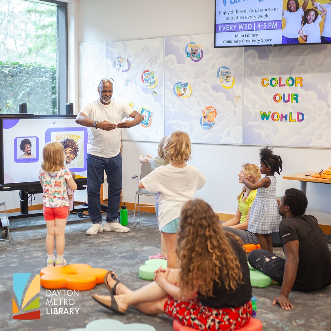 Miss our last Hometown Heroes Storytime? Big thanks to Rodney Veal for reading Artivist by Nikkolas Smith!

Join us Aug. 18, 5:30–6:30 PM at Main Library for our next event with guest reader Willis “Bing” Davis.

Apply to read: DaytonMetroLibrary.org/ReadingRailroad