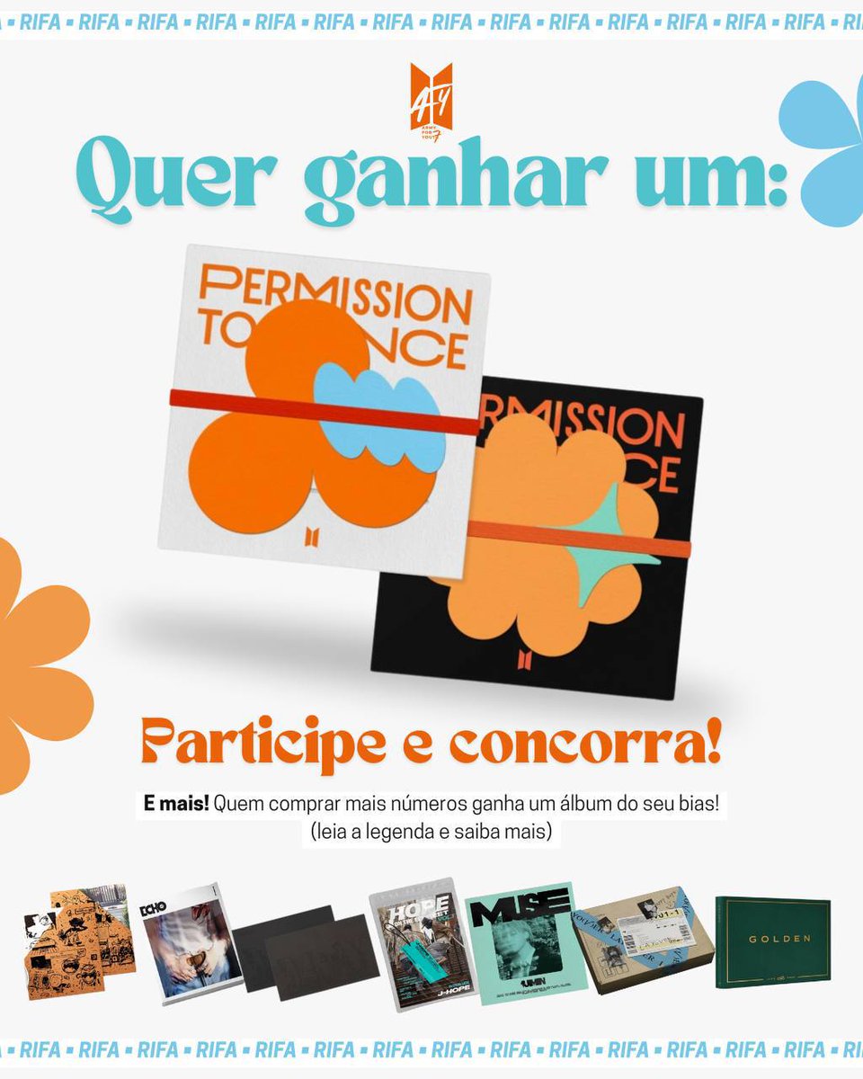 ⚠️ Quer ganhar o álbum “PERMISSION TO DANCE ON STAGE - LIVE”? Sua chance chegou! Por apenas R$1,99, ele pode ser seu! 🎉

✨️ E tem mais: quem comprar mais números na rifa leva automaticamente um álbum do seu bias! Isso mesmo — você garante um presente extra só por participar