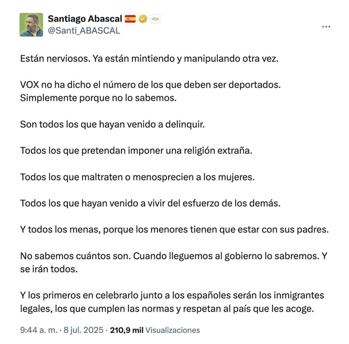 No me gustan las mentiras de los medios ni de nadie. Ya basta de desinformación. No se puede tergiversar y MENTIR tan descaradamente, y me da igual que sea contra Abascal o contra quien sea.