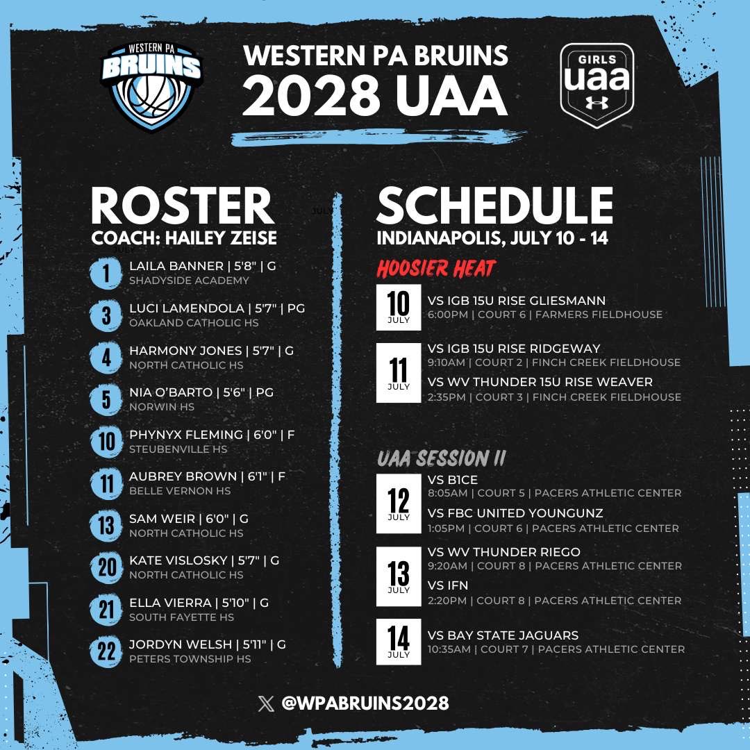 Aubrey Brown (@aubreybro20) on Twitter photo Here is our schedule for Indianapolis this weekend. Come check us out!!!
<a href="/WPABruinsAAU/">WPABruinsAAU</a> <a href="/2028WPABruins/">WPA Bruins 2028 UAA</a> Here is our schedule for Indianapolis this weekend. Come check us out!!!
<a href="/WPABruinsAAU/">WPABruinsAAU</a> <a href="/2028WPABruins/">WPA Bruins 2028 UAA</a>