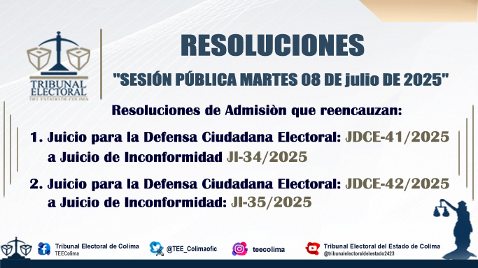 ⚙️⚠️🎤 Tuvimos unos problemas técnicos de audio, ⚖️ pero 𝗔𝗾𝘂𝗶́ puedes ver las 𝗥𝗲𝘀𝗼𝗹𝘂𝗰𝗶𝗼𝗻𝗲𝘀 𝗱𝗲 𝗮𝗱𝗺𝗶𝘀𝗶𝗼́𝗻 de la Sesión Publica del día de hoy 𝗠𝗮𝗿𝘁𝗲𝘀 𝟬𝟴 𝗱𝗲 𝗝𝘂𝗹𝗶𝗼 𝗱𝗲 𝟮𝟬𝟮𝟱.  #Enteratee 

tee.org.mx/resoluciones.p…