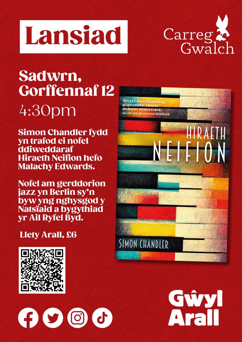 Simon Chandler 🇪🇺🏴 (@seimonaplewis) on Twitter photo Beth am ddod i gyd-greu profiad llenyddol bythgofiadwy gyda Malachy Edwards a finnau yng Nghaernarfon brynhawn Sadwrn? 😀📚🏴 Beth am ddod i gyd-greu profiad llenyddol bythgofiadwy gyda Malachy Edwards a finnau yng Nghaernarfon brynhawn Sadwrn? 😀📚🏴