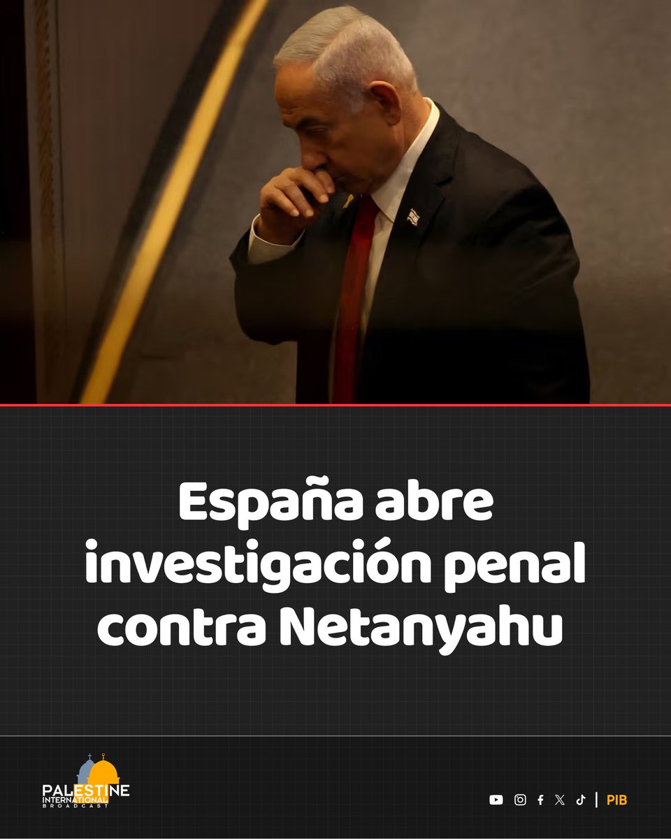 Palestina Internacional Broadcast (@pbi_es) on Twitter photo La Audiencia Nacional de España abrió una investigación penal contra el primer ministro israelí, Benjamín Netanyahu, su canciller Israel Katz y altos mandos militares por el asalto al barco Madleen, que transportaba ayuda humanitaria a Gaza La Audiencia Nacional de España abrió una investigación penal contra el primer ministro israelí, Benjamín Netanyahu, su canciller Israel Katz y altos mandos militares por el asalto al barco Madleen, que transportaba ayuda humanitaria a Gaza