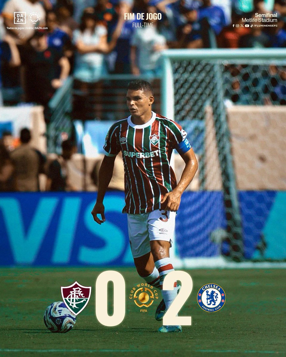 FluminenseFC's tweet image. Fim de jogo. Fluminense 0x2 Chelsea. 

Orgulho de onde chegamos, orgulho de quem somos, orgulho do #TimeDeGuerreiros. 

Acima de tudo, orgulho de ser Tricolor.

#FIFACWC #TakeItToTheWorld