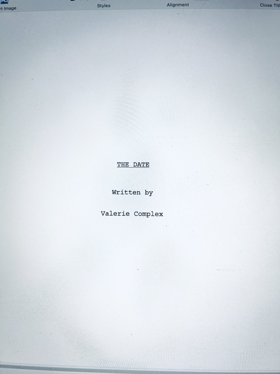 ValerieComplex's tweet image. I have been cooking up! In the past 9 months I’ve written 7 scripts:

3 shorts
2 features
1 OG pilot
1 TV Spec

Most in the horror/thriller genre. Here’s the first page of my latest with the current working title: