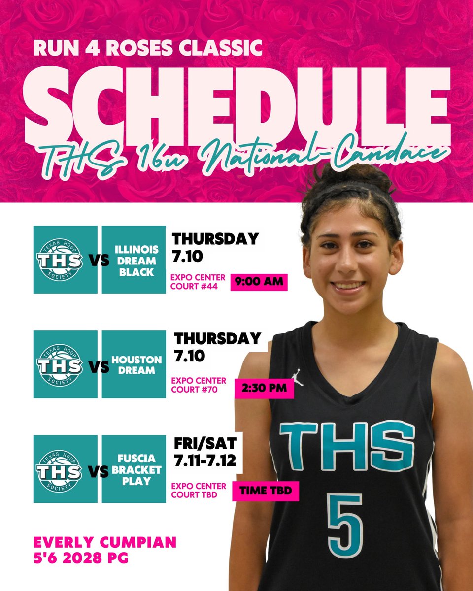 Everly Cumpian (@everlyc5) on Twitter photo Excited for my first run at Run 4 Roses classic Tournament in Louisville KY with my teammates.
Come check me and my teammates out! We’ve got a roster full of hustle, heart and hard work.
<a href="/thshoopz/">THS</a> <a href="/TFNsRun4Roses/">TFN's Run 4 Roses</a> <a href="/itscoachv_/">Coach Candace Virgadamo</a> <a href="/LadyTigerBBall1/">Conroe Girls BBall</a> Excited for my first run at Run 4 Roses classic Tournament in Louisville KY with my teammates.
Come check me and my teammates out! We’ve got a roster full of hustle, heart and hard work.
<a href="/thshoopz/">THS</a> <a href="/TFNsRun4Roses/">TFN's Run 4 Roses</a> <a href="/itscoachv_/">Coach Candace Virgadamo</a> <a href="/LadyTigerBBall1/">Conroe Girls BBall</a>