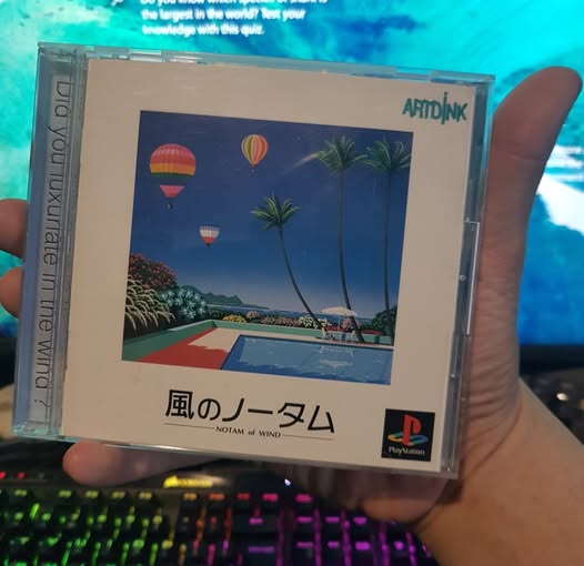 LarryBundyJr's tweet image. Picked up this PS1 game a while ago, just for the absolutely amazing boxart it has to be honest.
Notam of Wind, a Japanese exclusive hot air balloon simulator (Just had an English patch released). Looks like the cover to a vaporwave album!📷
#Playstation #RETROGAMING #vaporwave