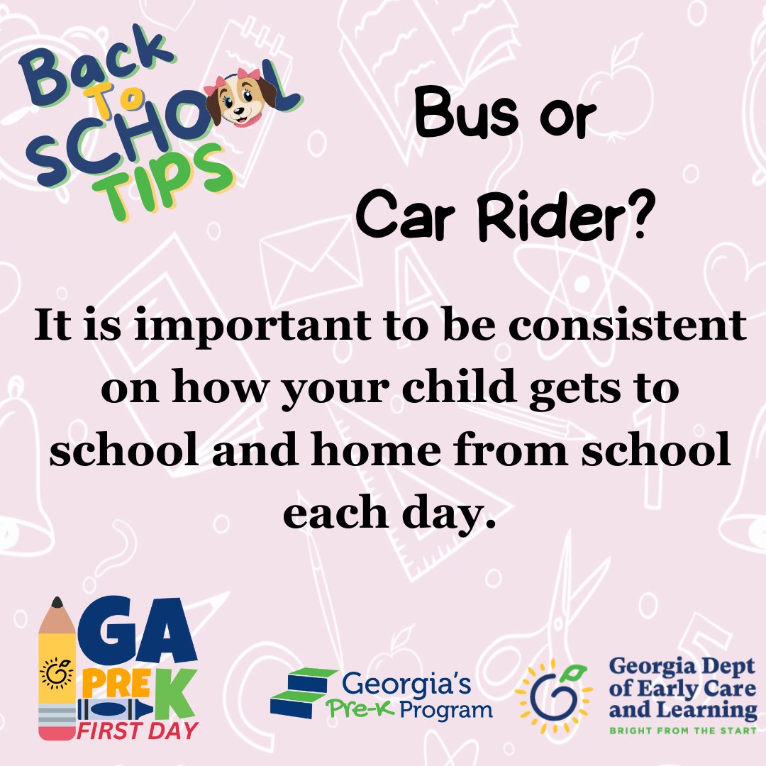 Bright from the Start (@gadeptearlycare) on Twitter photo Here is a tip for a great #GaPreKFirstDay. Follow along with DECAL social media as we give tips for a GREAT #GaPreKFirstDay. #prek #parents #teachers #prekteacher #earlyeducation #Georgia #educate #schooldays #firstdayofschool Here is a tip for a great #GaPreKFirstDay. Follow along with DECAL social media as we give tips for a GREAT #GaPreKFirstDay. #prek #parents #teachers #prekteacher #earlyeducation #Georgia #educate #schooldays #firstdayofschool